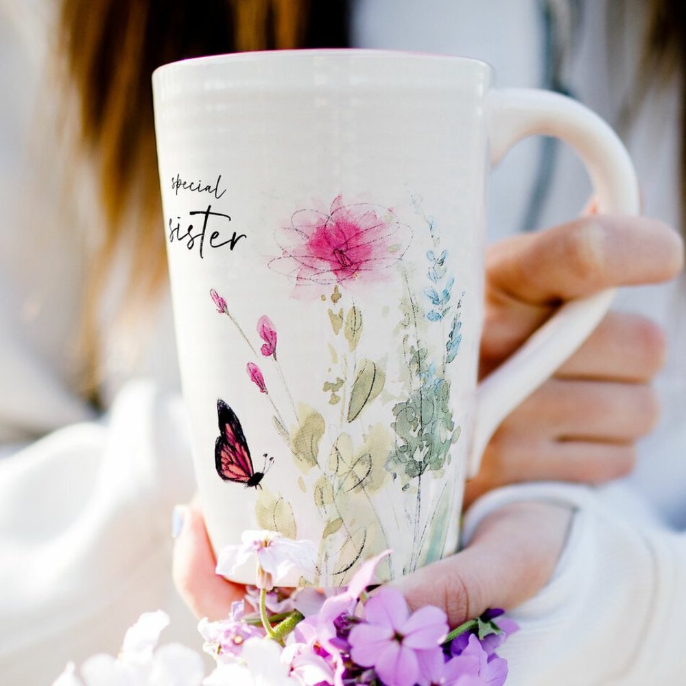 Coffee Mug, Latte Cup for your Sister - watercolor floral art by Amylee Weeks